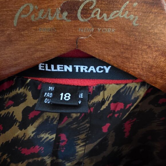 NWT Ellen Tracy Size 18 Double-Breasted Pea Coat Blazer Wool Gold Leopard - Picture 13 of 14